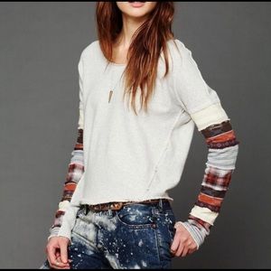 Free People Patch Sleeve Top - size XS